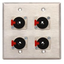 Pro Co WP2023 Double Gang Stainless Steel Wall Plate with 4 1/4-inch TRS Female Latching Connectors ?>
