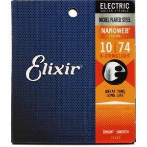Bundled Item: Elixir Strings 12062 Nanoweb Electric Guitar Strings - .010-.074 Light 8-string
