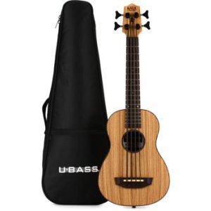 Bundled Item: Kala U-Bass Zebrawood Acoustic-Electric Bass Guitar - Natural Satin