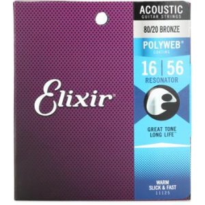 Bundled Item: Elixir Strings 11125 Polyweb 80/20 Bronze Acoustic Guitar Strings - .016-.056 Resonator