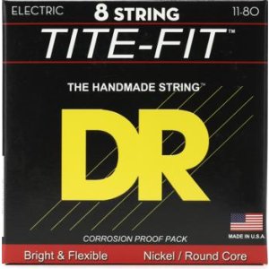 Bundled Item: DR Strings TF8-11 Tite-Fit Compression Wound Electric Guitar Strings - .011-.080 Extra Heavy 8-String