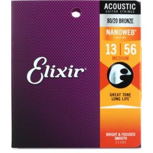 Bundled Item: Elixir Strings 11102 Nanoweb 80/20 Acoustic Guitar Strings - .013-.056 Medium