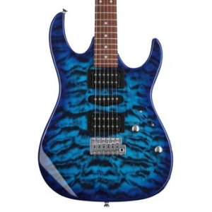 Bundled Item: Ibanez Gio GRX70QA Electric Guitar - Transparent Blue Burst