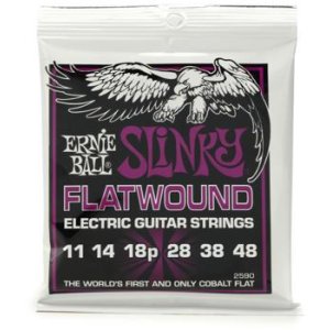 Bundled Item: Ernie Ball 2590 Power Slinky Flatwound Electric Guitar Strings - .011-.048