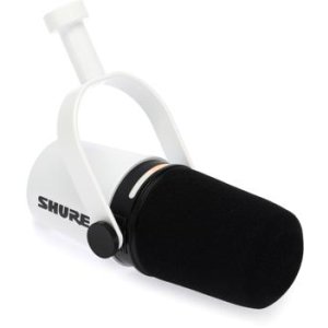 Shure MV7+ Hybrid Podcast Microphone with Mic Stand - White
