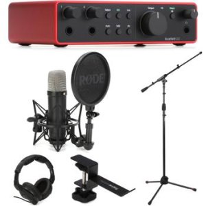 Shure SM7B Podcast Creators Kit w/ Focusrite Scarlett 2i2 Interface/Gator  Mic Boom Arm/Audio-Technica M20x Headphones