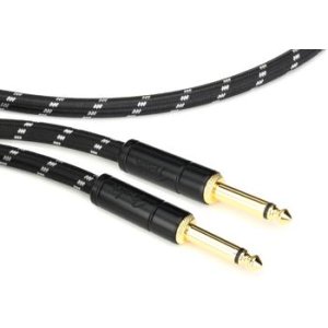 Product Image - Fender Deluxe Series Tweed Instrument Cable - Straight to Straight - 25 foot Black Tweed