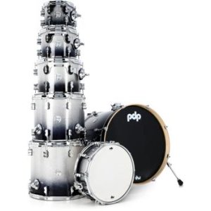 Bundled Item: PDP Concept Maple 7-piece Shell Pack - Silver To Black Sparkle Fade
