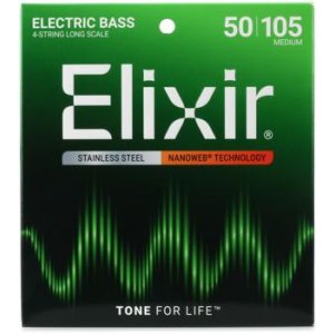 Bundled Item: Elixir Strings 14702 Nanoweb Electric Bass Guitar Strings - .050-.105 Medium Long Scale
