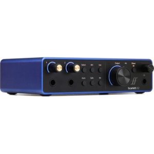 Focusrite Scarlett 2i2 USB-C Audio Interface with NT1 Signature Series Condenser Microphone and Boom Arm - Forté/ISA Blue, Anniversary Edition