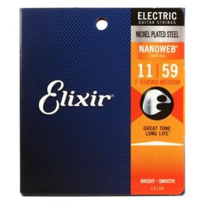 Bundled Item: Elixir Strings 12106 Nanoweb Electric Guitar Strings - .011-.059 7-string Medium