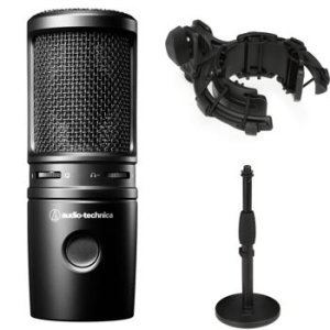 Audio-Technica AT2020USB-X Cardioid Condenser USB Microphone with  Microphone Arm + Wind Screen Pop Filter + Cleaning Cloth (4 Items)