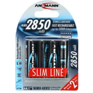 Bundled Item: Ansmann AA 2850mah Slimline Rechargeable NiMH Battery (4-pack)
