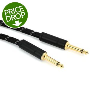 Product Image - Fender Deluxe Series Tweed Instrument Cable - Straight to Straight - 10 foot Black Tweed