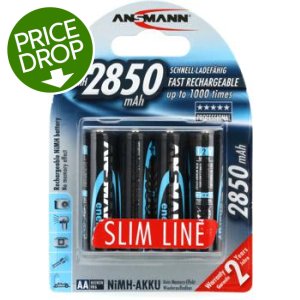 Product Image - Ansmann AA 2850mah Slimline Rechargeable NiMH Battery (4-pack)
