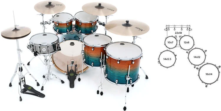 Mapex Armory 6-piece Studioease Fast Tom Shell Pack - Ocean Sunset - Sweetwater Exclusive