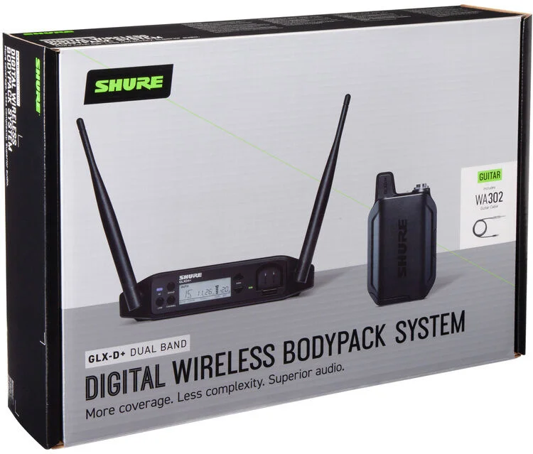 Shure GLXD14+ Digital Wireless Bodypack System with WA302 Guitar Cable