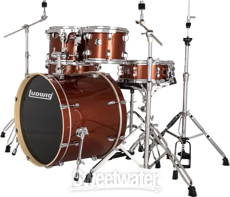 Ludwig Evolution 6-piece Drum Set with Hardware - Copper Sparkle