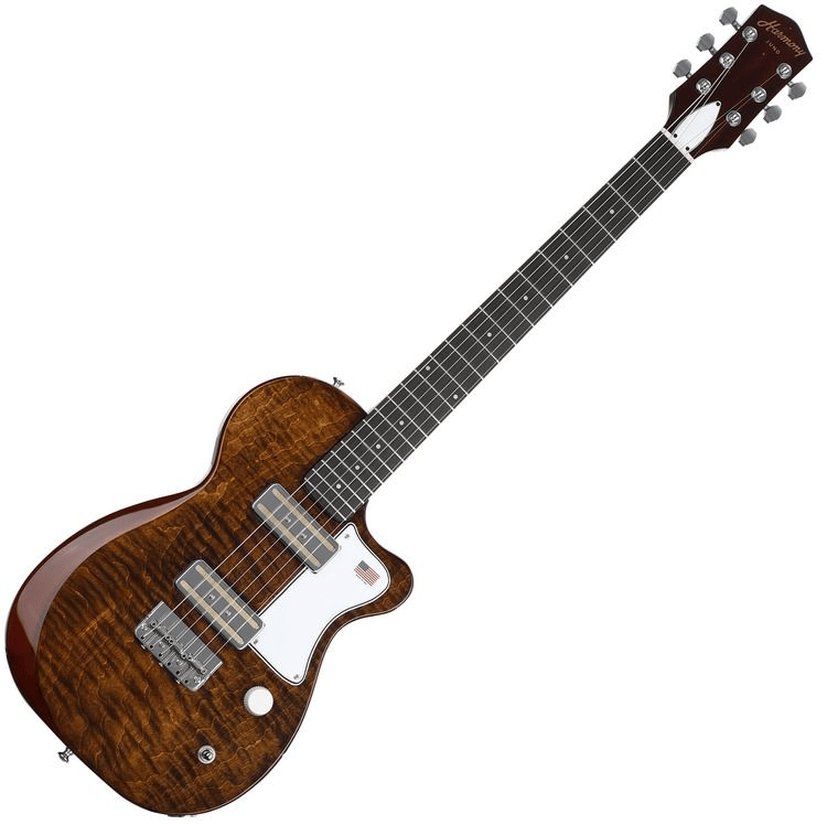 Harmony Juno Flame Maple Electric Guitar - Transparent Brown