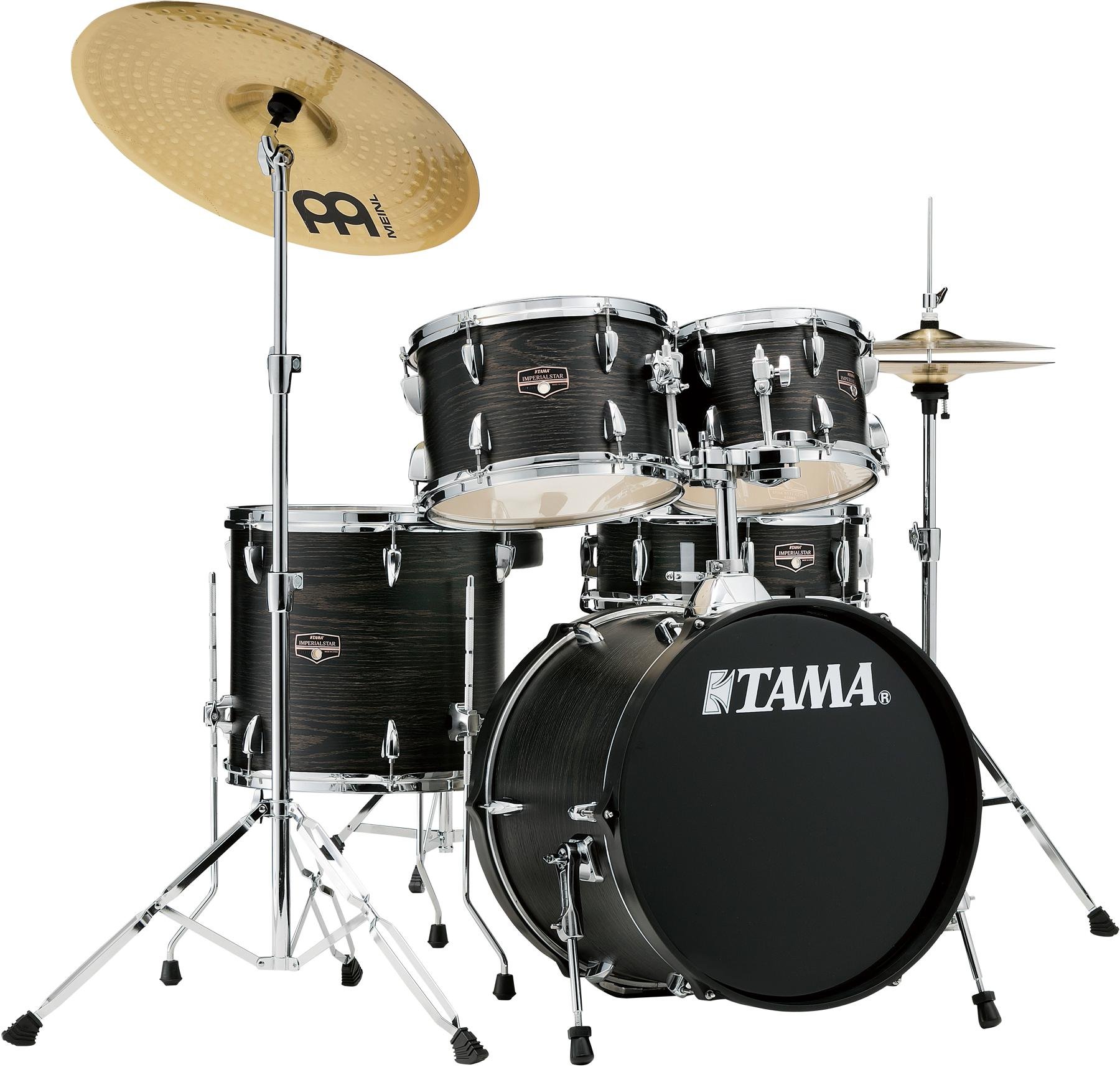 Tama Imperialstar IE62C 6-piece Complete Drum Set with Snare Drum and Meinl Cymbals Blacked Out Black