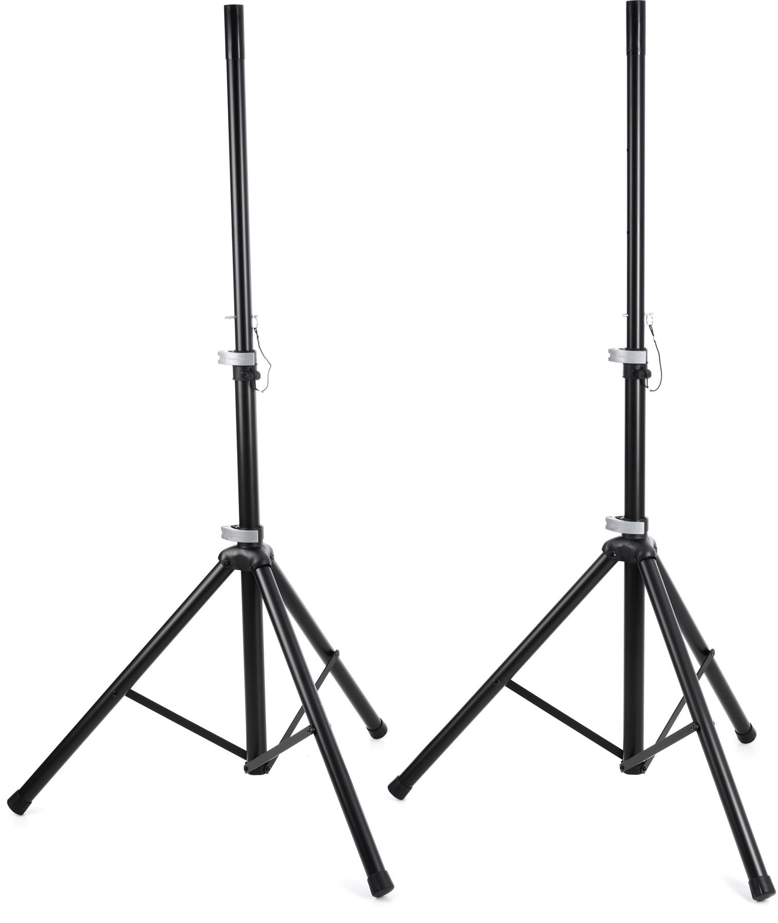 K&M 21459 Aluminum Speaker Stand (pair) with Bag - Black | Sweetwater