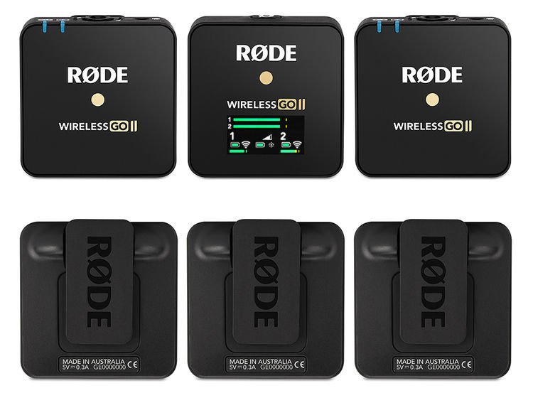  RØDE Wireless Go II Dual Channel Wireless System with Built-in  Microphones with Analogue and Digital USB Outputs, Compatible with Cameras,  Windows and MacOS computers, iOS and Android phones : Musical Instruments