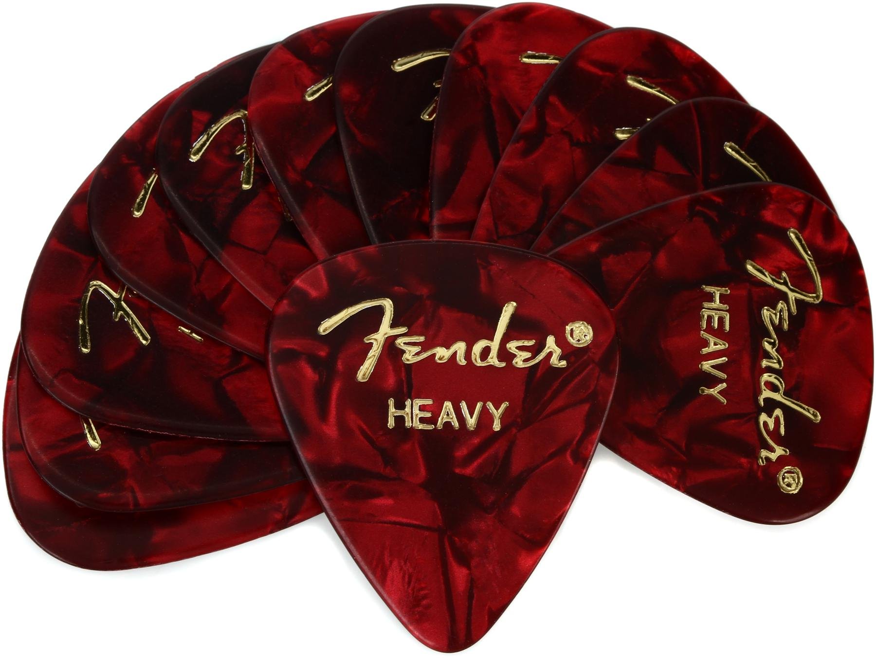 Fender 351 Shape Premium Celluloid Picks Heavy Red Moto 12 Pack Sweetwater