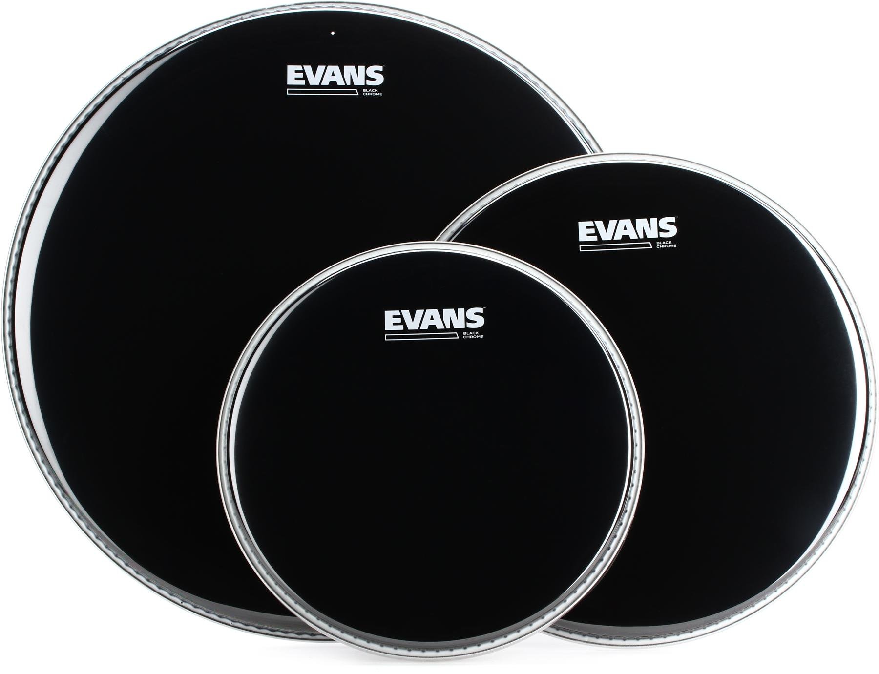 Evans Black Chrome 3-piece Tom Pack 