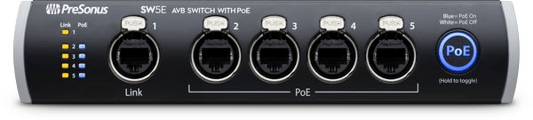 PreSonus SW5E 5-port Audio Video Bridging Switch with PoE