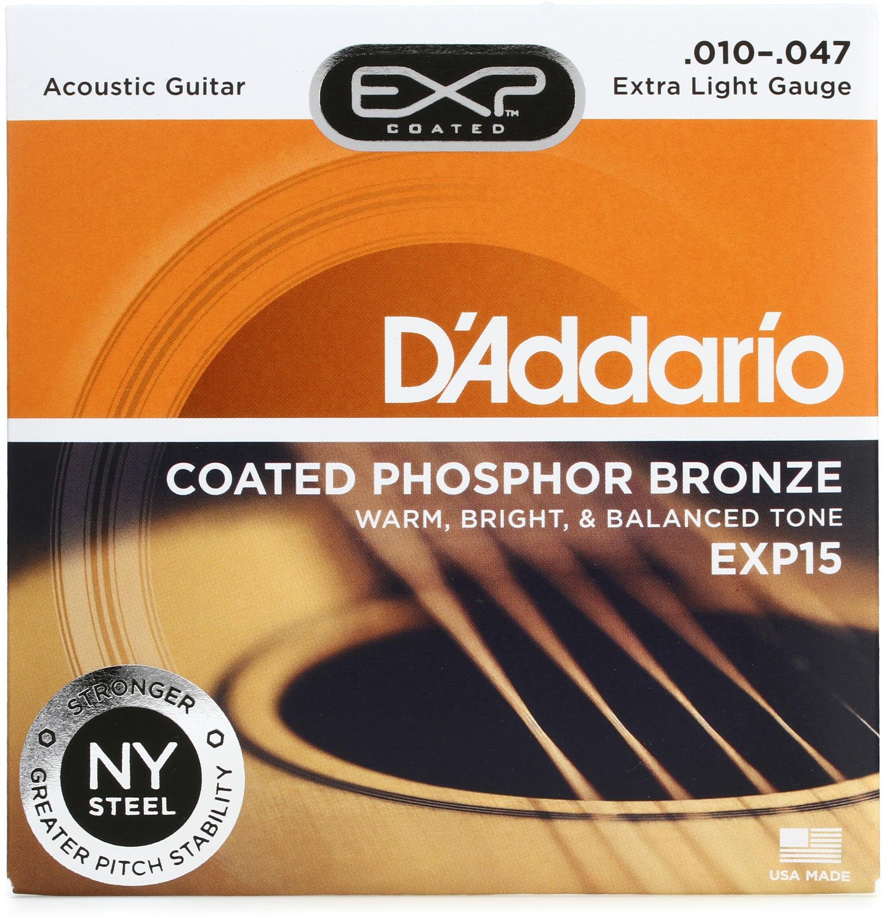 Coated Phosphor Bronze Light Acoustic Guitar St... - D Addario Exp15 Coated Phosphor Bronze Extra Light Acoustic Strings Sweetwater