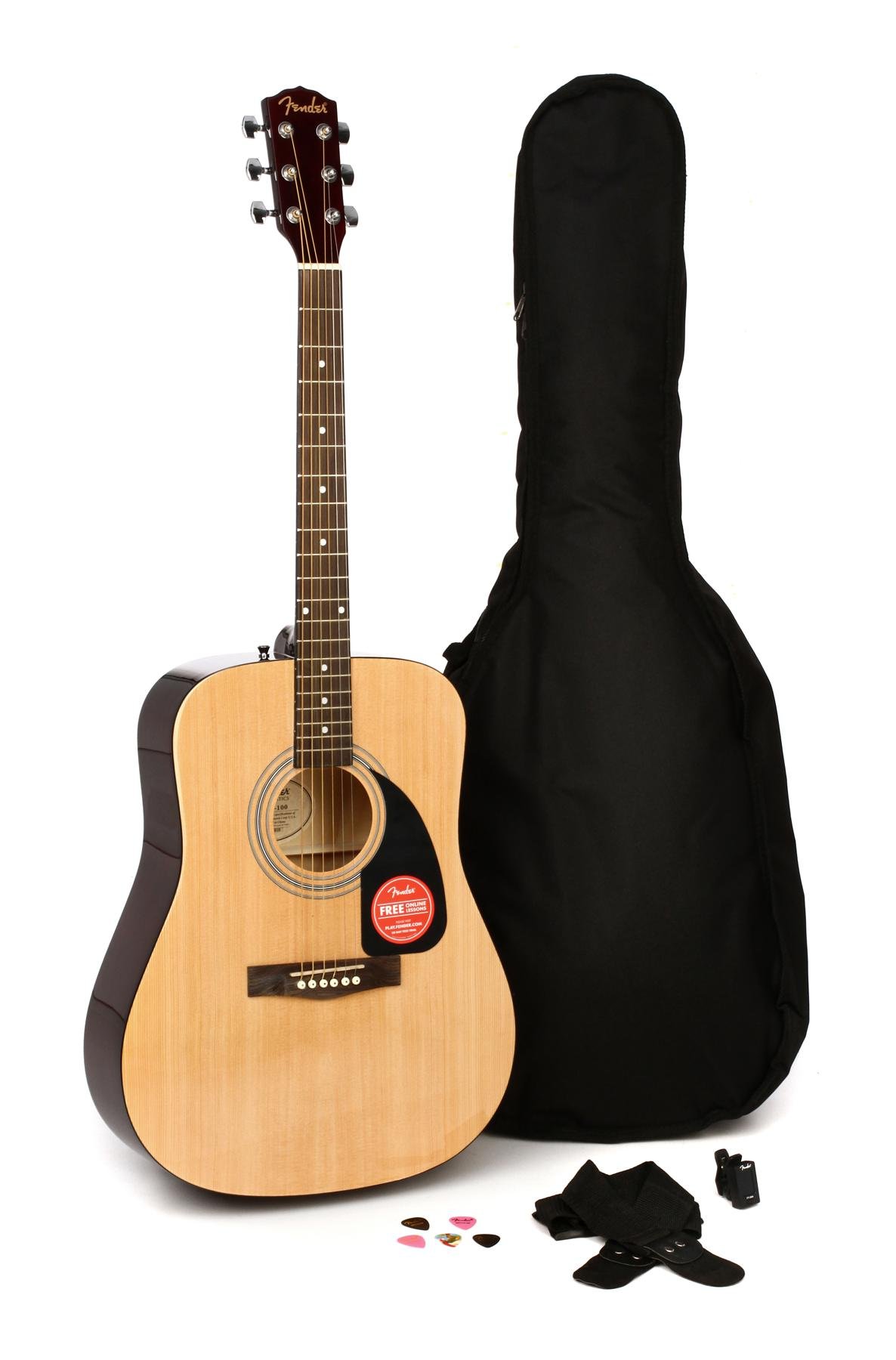 Fender Fa100 Acoustic Guitar Pack Natural Sweetwater