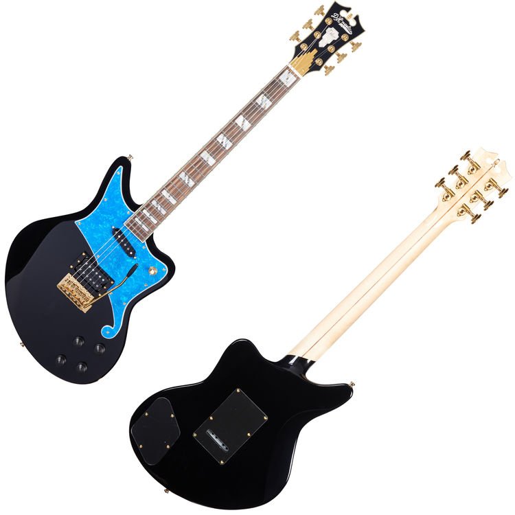 D'Angelico Deluxe Bedford - Black with Blue Pearl Pickguard | Sweetwater