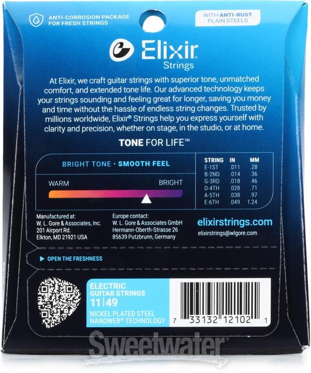 Elixir Strings 12102 Nanoweb Electric Guitar Strings - .011