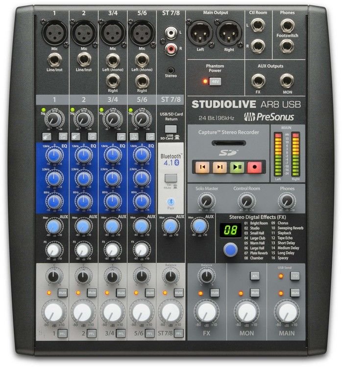 PreSonus StudioLive AR8 USB Mixer and Audio Interface with Effects