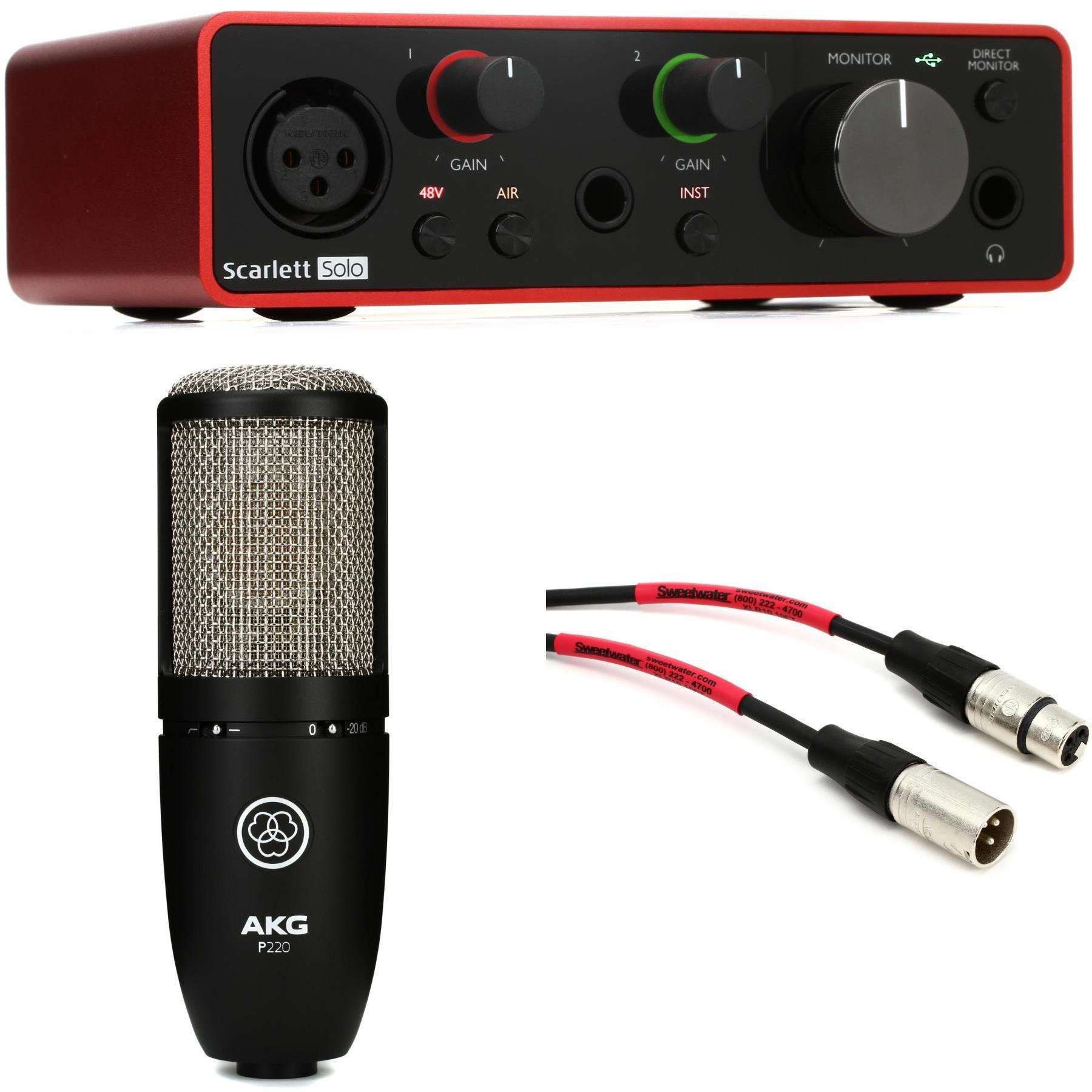 scarlet solo audio interface and mic