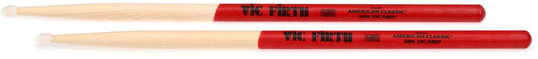 Vic Firth 5BNVG American Classic 5B Nylon Tip Drumsticks with Vic Grip