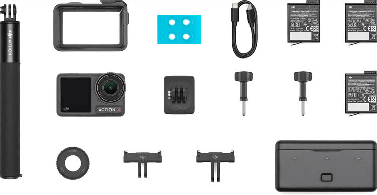 DJI Osmo Action 4 Adventure Combo - 4K Waterproof Action Camera with  Battery Case Bundle with Lexar 64GB Memory Card, Protective Case, Outdoor  Kit and