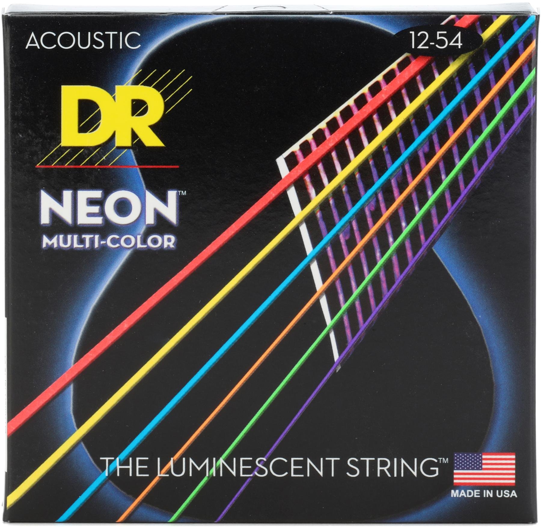 DR Strings NMCA-12 Hi-Def Neon Multi-Color K3 Coated Acoustic 