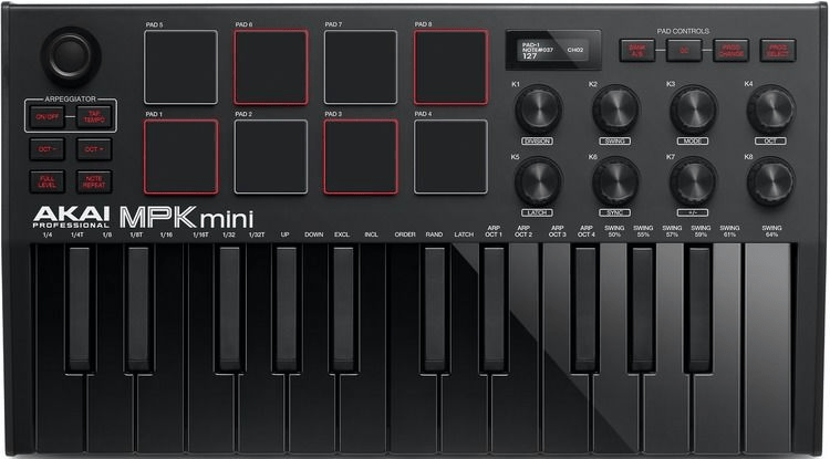 Akai Professional MPK Mini MK III Limited Edition Black on Black 25-key  Keyboard Controller