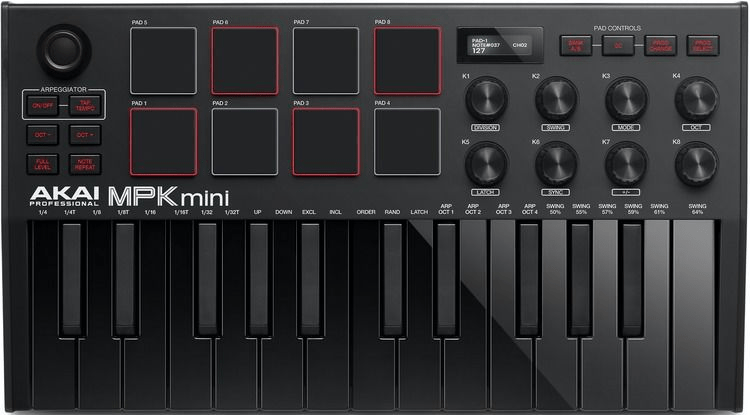  AKAI Professional MPK Mini Play MK3 - MIDI Keyboard Controller  with Built in Speaker and Sounds Plus Dynamic Keybed, MPC Pads and Software  Suite,Black : Everything Else