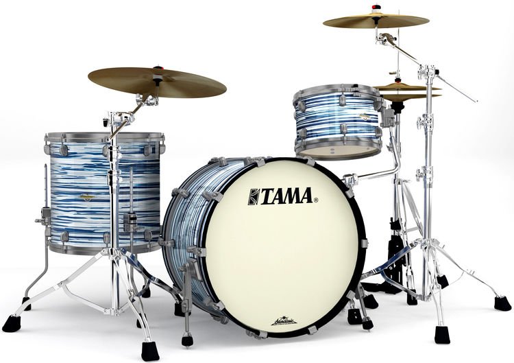 Tama Starclassic Maple MR32CZUS 3-piece Shell Pack - Blue and White Oyster  - Smoked Black Nickel