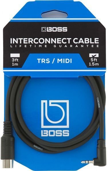 Boss BMIDI-2-35 Type A 3.5mm TRS to Male 5-pin DIN MIDI Cable - 2 foot ...