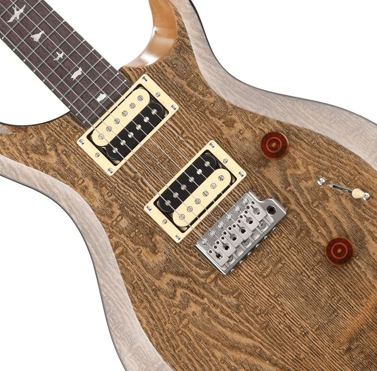 PRS SE Custom 24 Electric Guitar Burled Ash Natural with Black Filler, Sweetwater Exclusive