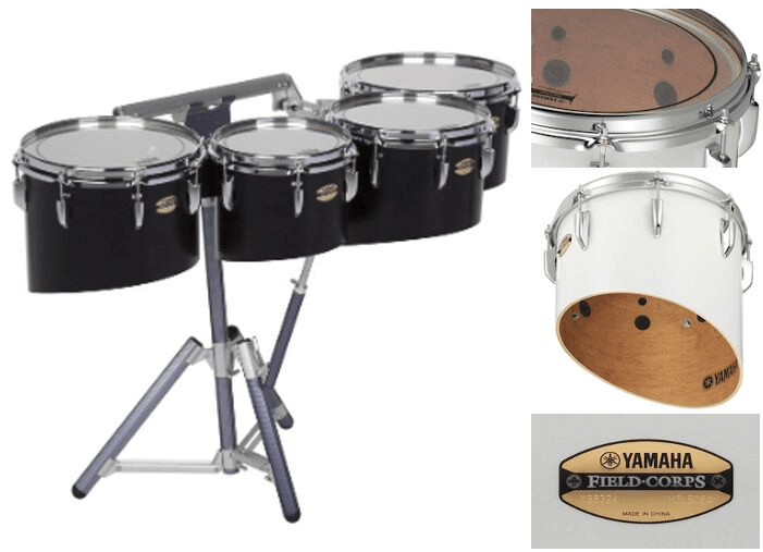 Yamaha 8300 Field-Corps Series Marching Tenor Drums Large SUMO Sextet with Carrier - Black Forest