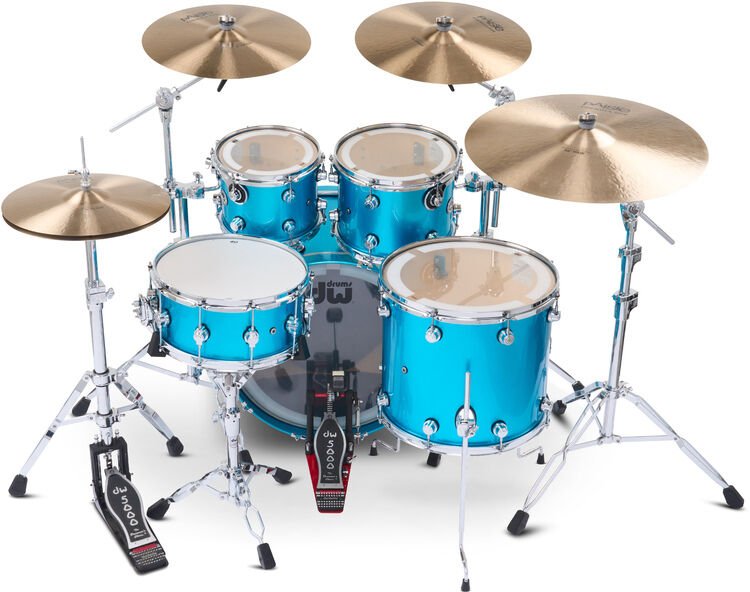 DW DWe 5-piece Drum Kit Bundle - Laser Blue Metallic Lacquer