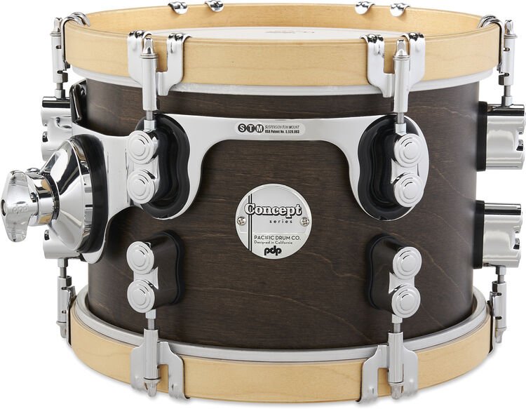 PDP Concept Classic Mounted Tom - 7 inch x 10 inch, Walnut Stain with Natural Stain Hoops