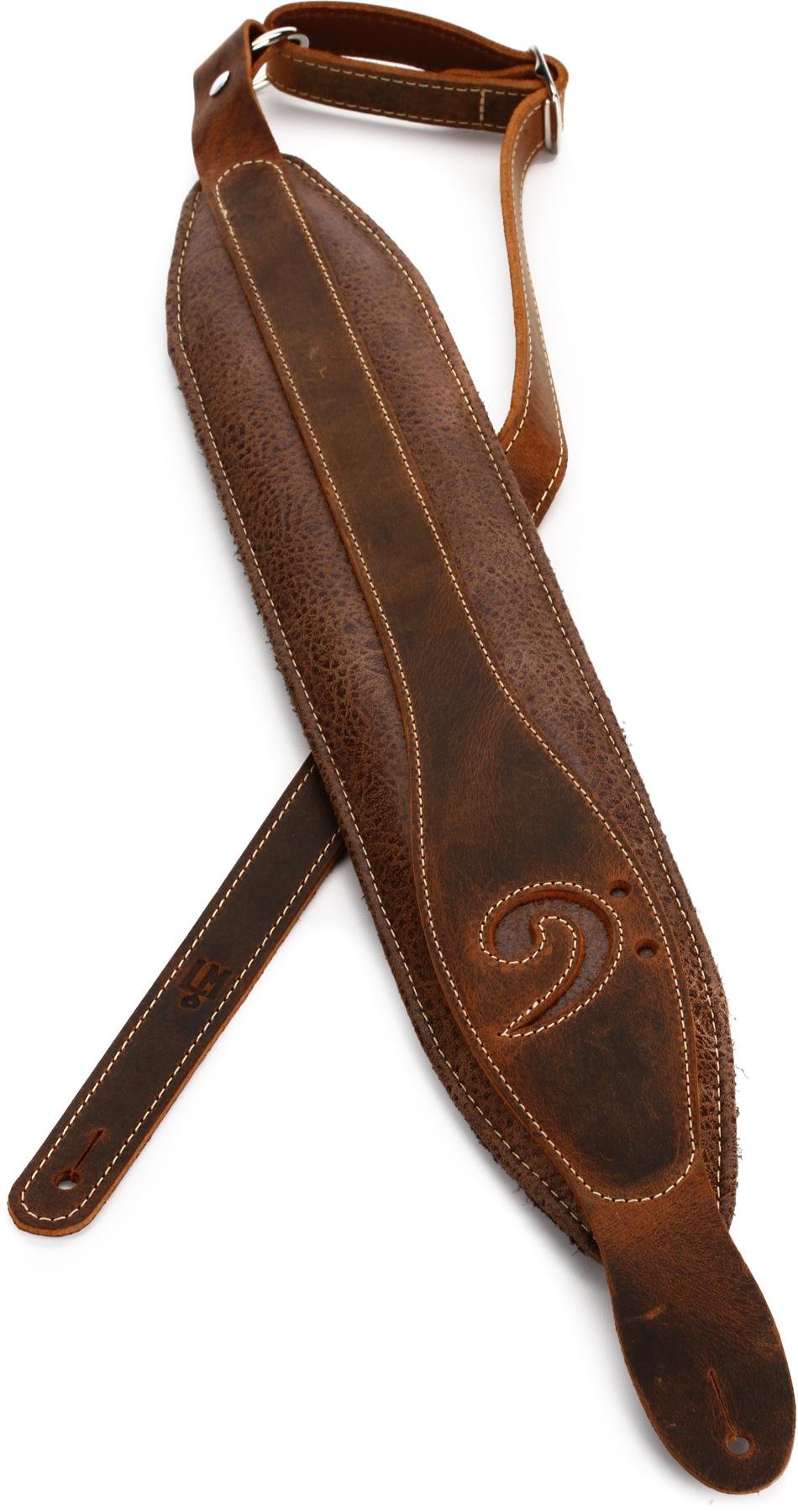 LM Products X-Clef Worn Leather Bass Strap - Brown | Sweetwater