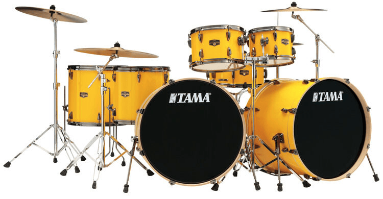 Tama Imperialstar 7-piece Shell Pack with Snare Drum and Hardware - Electric Yellow with Black Nickel Hardware