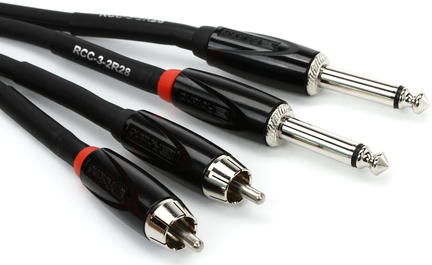 Roland RCC-3-2R28 Dual 1/4-inch TS Male to RCA Male Interconnect Cable - 3  foot | Sweetwater