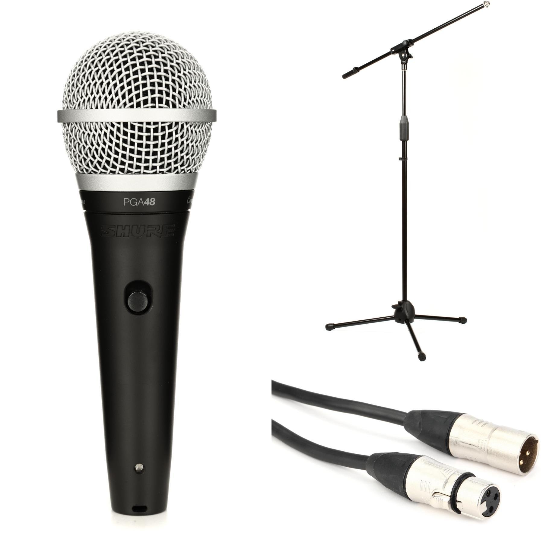 & TIGER MCA68-BK Microphone Boom Stand Mic Stand with Free Mic Clip Black Shure PG ALTA Cardioid Dynamic Vocal Microphone with XLR-XLR Cable PGA48-XLR